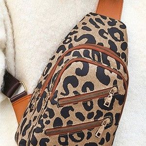 Cross sling leopard print